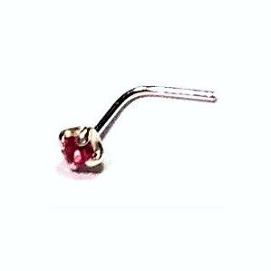 Pink Rhinestone Nose Stud/Pin L Bar