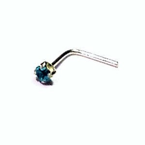 Topaz Rhinestone Nose Stud/Pin L Bar