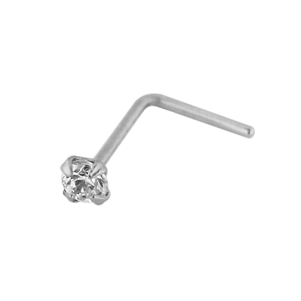 Clear Rhinestone Nose Stud/Pin L Bar