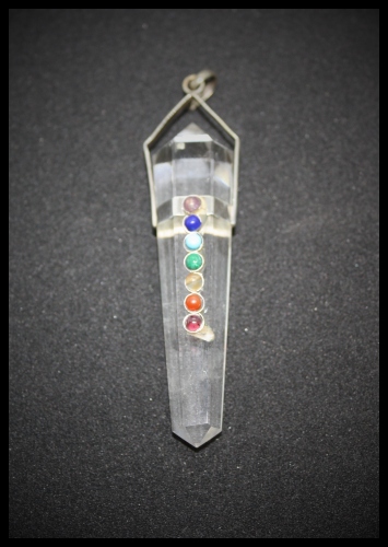 Clear Quartz Vogel Style Chakra Pendant